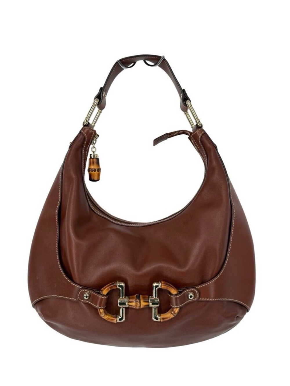 Gucci Bamboo Horsebit Amalfi Hobo Bag Brown Leather Shoulder Bag
